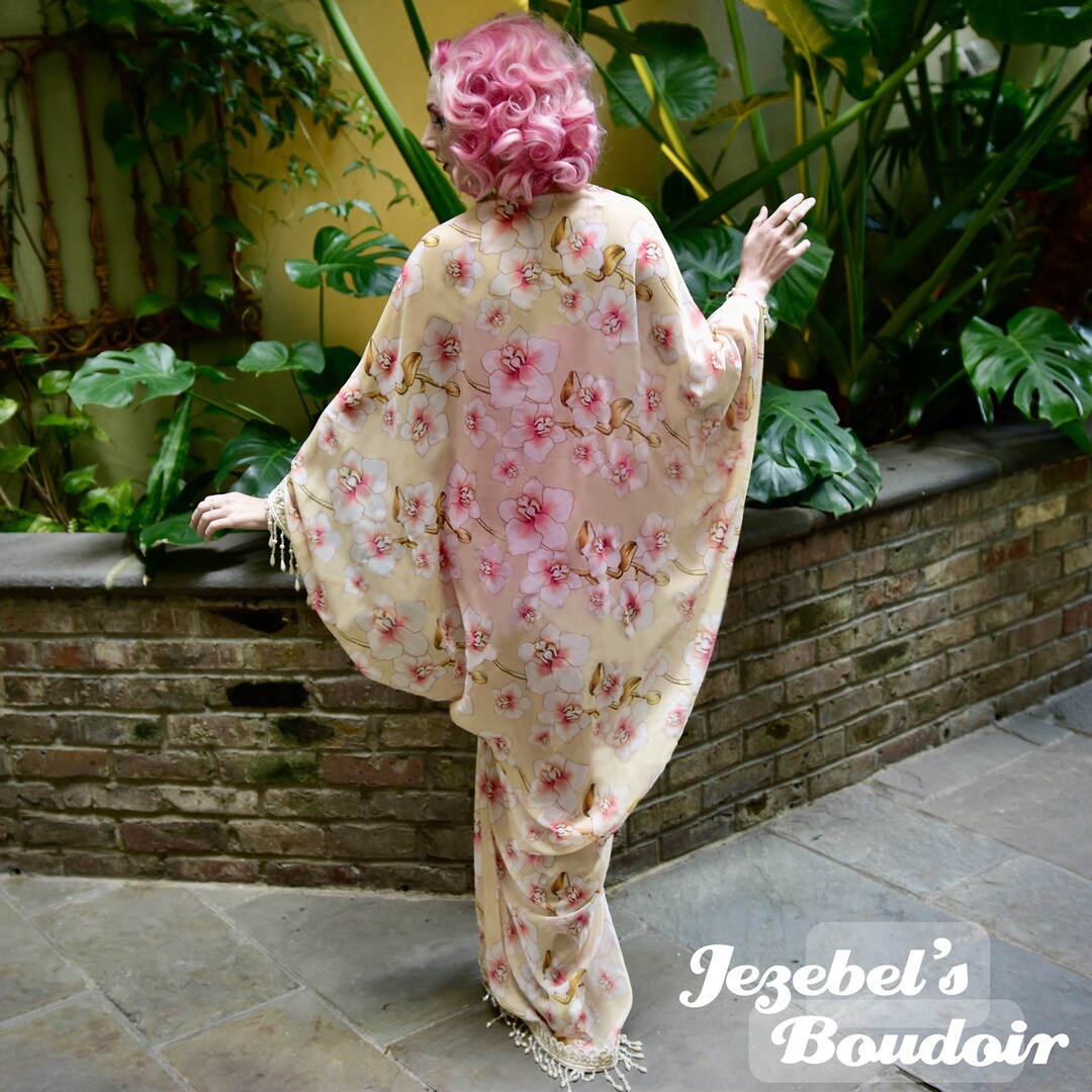 Sheer Robe Pearl Kimono, Orchid Tiki Caftan, Beaded Fringe Glam Dressing Gown, Graceful Tropical Kaftan Geisha Beach Wrap Oasis Cruise Asian | MakerPlace by Michaels Sheer Robe Pearl Kimono, Orchid Tiki Caftan, Beaded Fringe Glam Dressing Gown, Graceful Tropical Kaftan Geisha Beach Wrap Oasis Cruise Asian | MakerPlace by Michaels